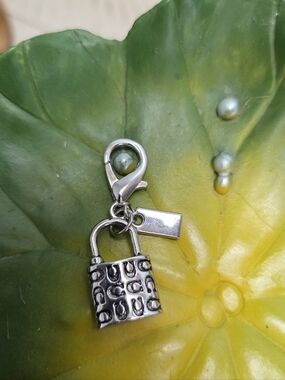 Signature Padlock Mini Charm, Bag Charm Keychain, NEW